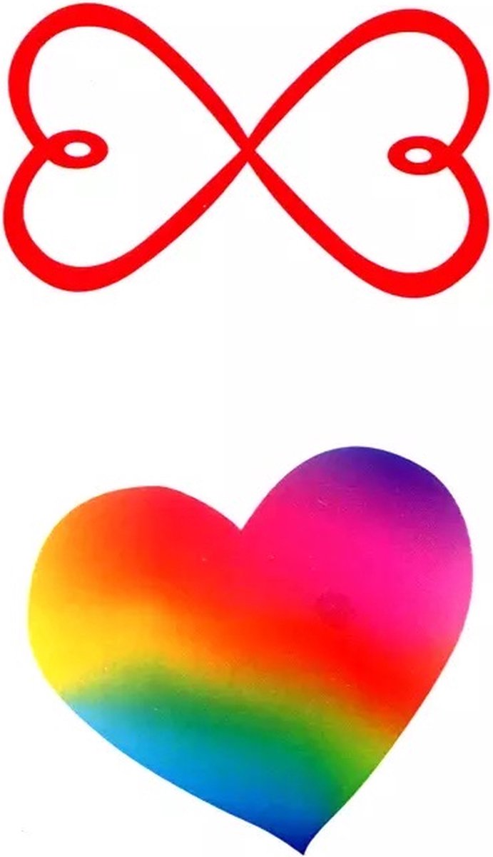 GoedeDoelen.Shop | Body Tattoo Rainbow Infinity Hearts | LGBTQ Tattoo | Rainbow Tattoo | Infinity Tattoo | Tijdelijke Tatoeage | Pride Tattoo | Love Is Love | Pride | Regenboog | Nep Tattoo
